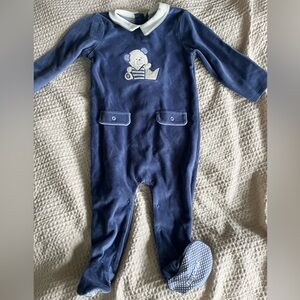 Mayoral Navy Velvet Footie Playsuit Pajamas